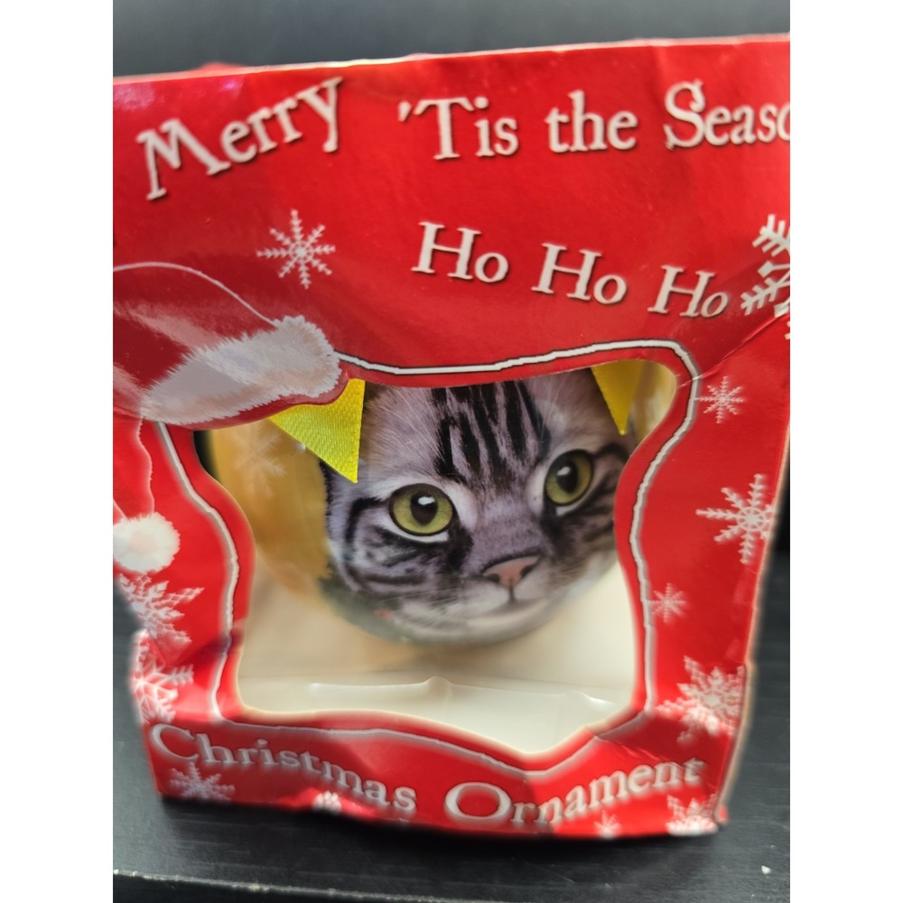 Silver Tabby Cat Christmas Bulb Ornament- E&S Pets. New.